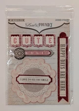 My Mind's Eye Lost & Found 3 Ruby Layered Scrapbooking Stickers Cute Happy Days
