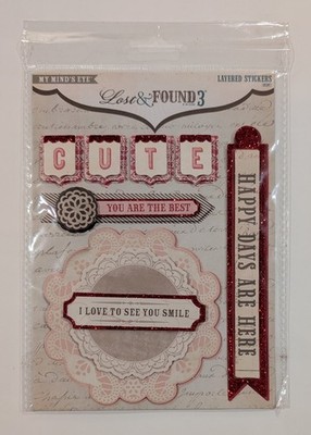 My Mind's Eye Lost & Found 3 Ruby Layered Scrapbooking Stickers Cute Happy Days
