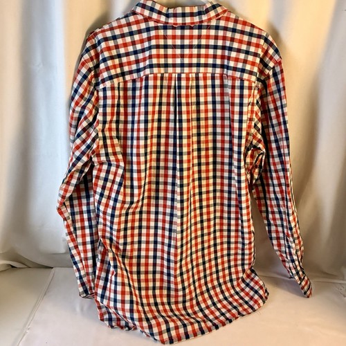 Tommy Hilfiger Men's Size L Plaid Long Sleeve Button-Up Shirt Red White Blue - Picture 8 of 9