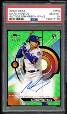 Mark Vientos Rookie Card 2023 Finest Autograph Green Wave (45/99) #Mvi PSA 10. rookie card picture