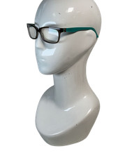 MAXCo. Rectangle Glasses Grey Teal Turquoise Frame Gold Accent Designer Case