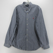 Ralph Lauren Shirt Men Large Blue Button Down Gingham Plaid Red Pony Preppy
