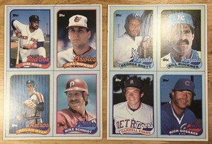 1989 Topps WaxBox Bottom Panels~ Nolan Ryan, Ripken, Rice, Schmidt, Brett, Goose