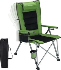 Oversized Folding Camping Chair 500lbs Heavy Duty w/ Cup Holder Adjustable Back