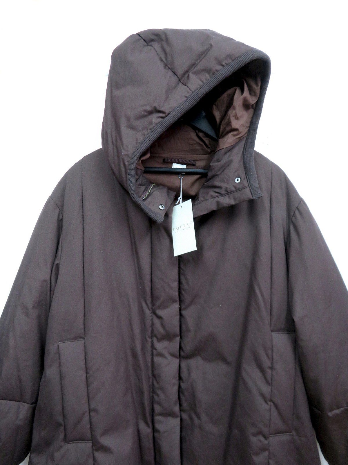 RRP £399 POETRY 14-16 UK (Chest 62 cm) Fig Brown 100percent Cotton PADDED DOWN COAT image 8