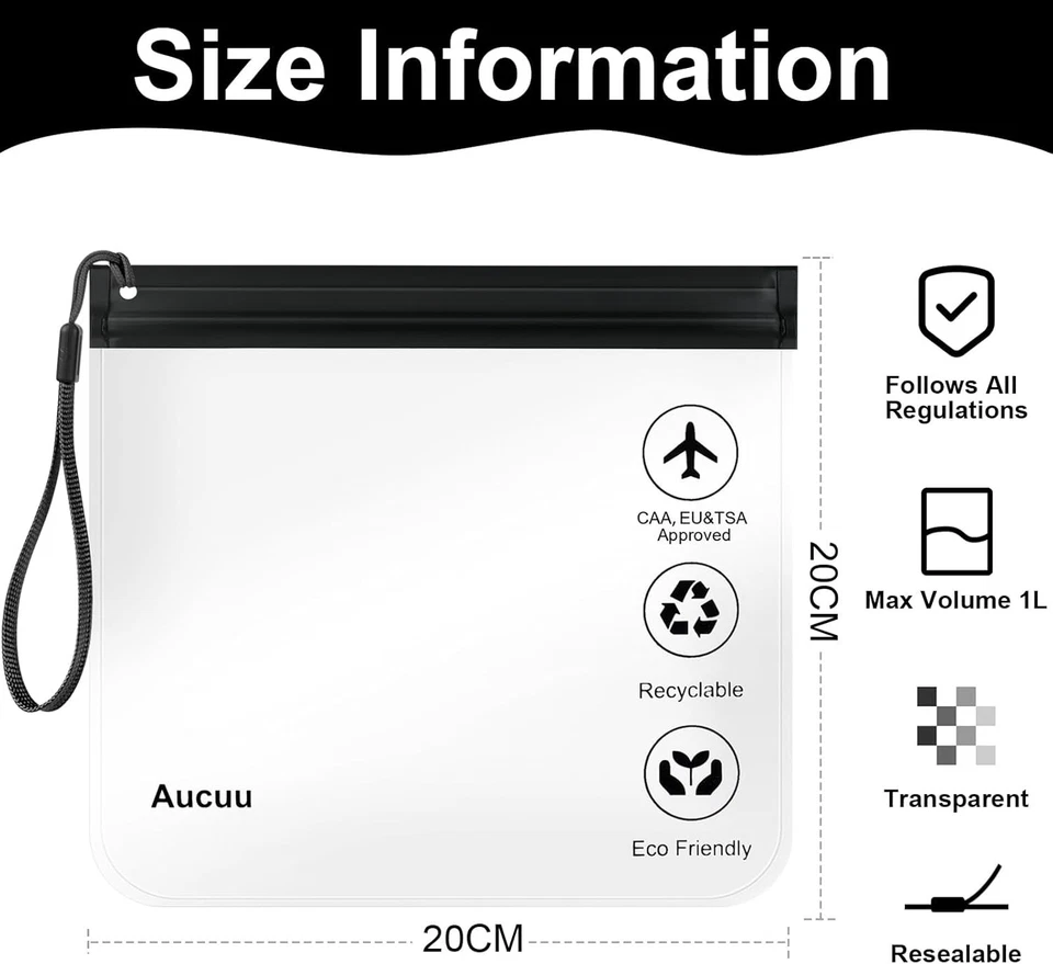 Organisateur de Voyage Étanche pour Maquillage - Sac Transparent Gris et Noir - Photo 4/4