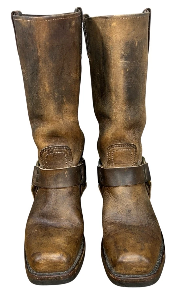 FRYE Botas 77300 Mujer 6 M Marrón Cuero Envejecido Arnés Motociclista Moto Vaquera Foto 2 de 4