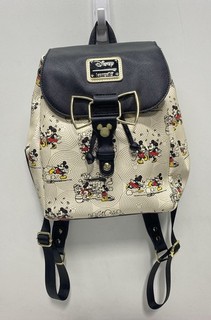 Disney Loungefly Mickey Mouse Sketch All Over Print Bow Mini Backpack Black