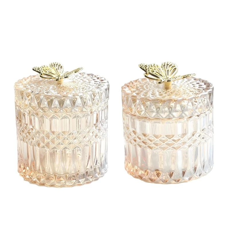 Practical Clear Glass Butterfly Box Great For Storing Office Accessories