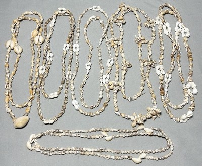 Vtg Hawaiian Cowrie Shell Lei Necklaces (6) Jewelry Natural 18  Strands Maui