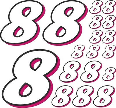 White-Black/Blush Number 8's Racing Vinyl Decal Sheet 1/16-1/8th tamiyaxialxmaxx