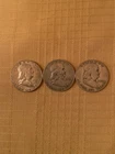 1950, 1954 and 1963 Franklin Half Dollars 90% Silver