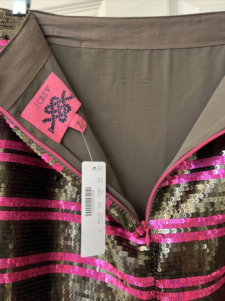 J. Saia listrada CREW lantejoulas marrom e rosa nova com etiquetas tamanho 6 - Imagem 4 de 4