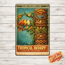 Enchanted Tiki Room Retro Nostalgic Art Print Tin Sign Home Decor 8x12