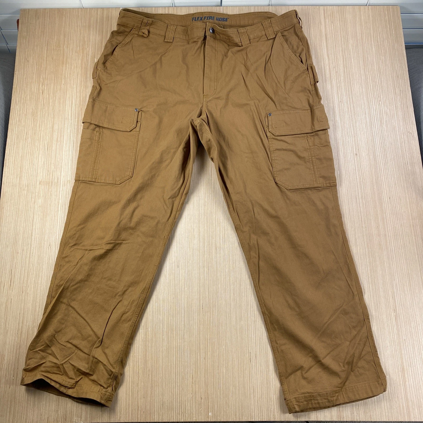 Duluth Trading Pants Mens 48x34 Brown Relaxed Fit Cargo Carpenter Workwear Flex
