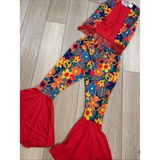 Rubies All Over Print Hippie Outfit Costume Floral Bell Bottoms Halloween