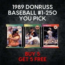 1989 Donruss Baseball #1-250  - YOU PICK - Complete Your Set
