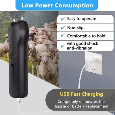 USB Electric Pig Cattle Moving Tool Cows Livestock Driving Stick Repel Black UK