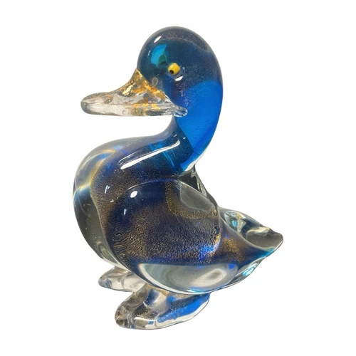 Vintage Murano Glass Archimede Seguso Flavio Poli Style Adventurine Duck Figure