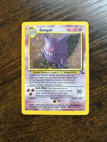 Pokémon Gengar Holo TCG Card 5/62 Fossil Rare Vintage Collectible