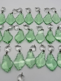 Lot 31 Green Cut Crystal Pendalogue Prisms Chandelier Lustre Lamp Parts