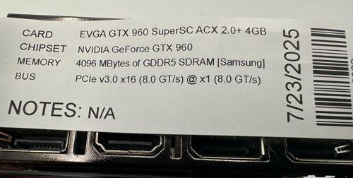 EVGA NVIDIA GEFORCE GTX 960 SUPER SC VIDEO CARD 4GB RAM GDDR5 - Picture 3 of 5