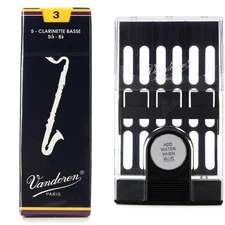 Vandoren CR123 Traditional Bass Clarinet Reed with Reed Case - 3.0 (5-pack)