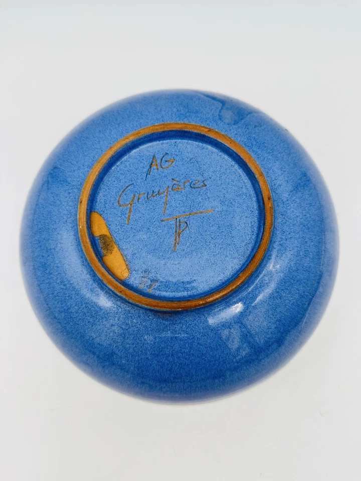 "Repuesto de placa de pavo real Bulle Bosshard 7,5"" cerámica azul y blanco Suiza" Foto 3 de 4