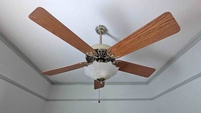 VINTAGE Hunter Original 52'' 90s Ceiling Fan with light kit Bright Brass  (23854)
