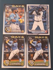 (4) Junior Caminero 2024 Topps Rookie Card #628 + #US223 RC Tampa Bay Rays