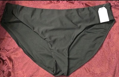 Time & Tru Women's Bikini Wim Bottom 2X  20w×22w Black Mid Rise New With Tags