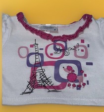 Build A Bear Workshop White & Pink  Poodle Eiffel Tower BonJour Shirt Top