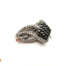 Sterling Silver .925 85 Black & White Diamond Cocktail Ring Size 7 5.2 Gr [R383] — photo 2