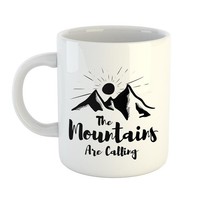Kaffeetasse The Mountains Are Calling Keramik Tasse Weiß Geschenkidee Souvenir P