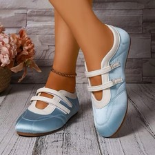 Baby Blue Satin Mary Jane Ballet Flats Double Strap Casual Shoes EU 40 UK 6.5