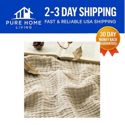 All-Season Breathable Cotton Throw Blanket 50''x70'' - Soft, Lightweight, Modern