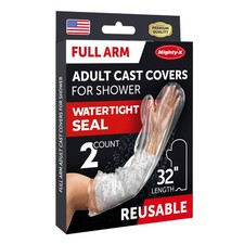 100 Waterproof Cast Covers for Shower Arm - Tight Seal Full - 32", Clear