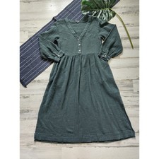 Madewell Lightspun Button Front Midi Dress Cotton Dark Palm Green Size 00