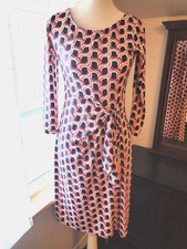 TALBOTS Slender Stretch Geometric Print Dress Faux Tie Belt Wrap Skirt XS
