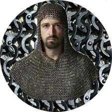 9mm Riveted Chainmail Coif Mild Steel Blackened Chain mail Hood