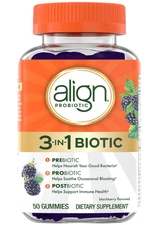 Align Probiotic 3-in-1 50 Gummies, Prebiotic + Probiotic + Postbiotic Exp. 07/26