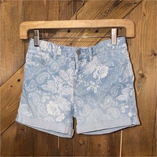 Girls Gap Denim Shorts Light Blue Floral Paisley Size 10 Cuffed Pockets