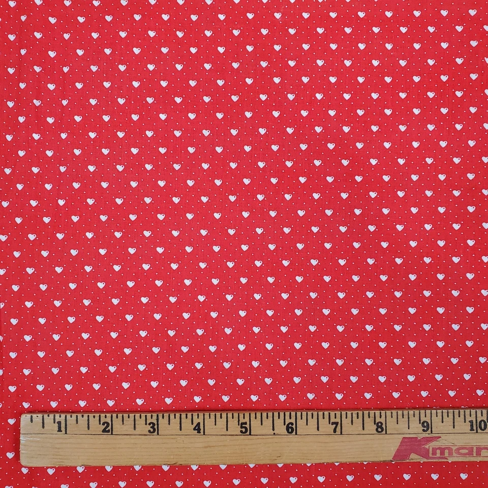 Corazones de tela Calico rojo blanco 2 yardas precortados Foto 2 de 4