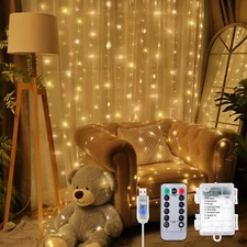 Curtain Tapestry Backdrop String Lights, Each 13 Strings 6.6 x 5 ft Tapestry ...