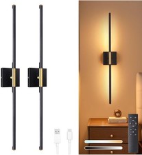 Battery Operated Wall Sconce Set of 2 Rechargeable Wall Lights Remote 31.5"