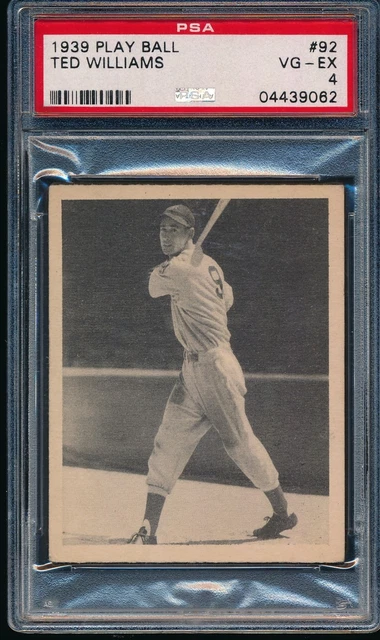 1939 Play Ball Ted Williams #92 Rookie RC PSA 4 Centered HOF Red Sox