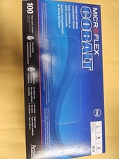 Ansell N194 Microflex Cobalt Blue Nitrile Gloves, Powder-Free Large Case of 1000