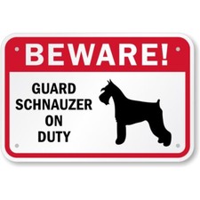Beware Guard Schnauzer Aluminum Weatherproof 8" x 12" Sign