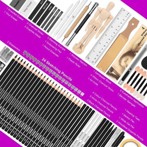 70 Pcs Drawing Set Sketching Kit - Sketch Pencils Art Supplies for Adults Art - Picture 2 of 7