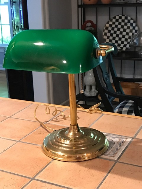 Desk Lamp Green Glass Shade Bankers Traditional Style Home Office Library Law